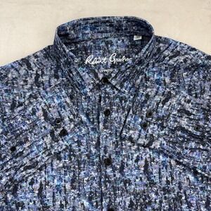 Robert Graham Shirt Mens M Blue Abstract Art Print Stretch Button Up Classic